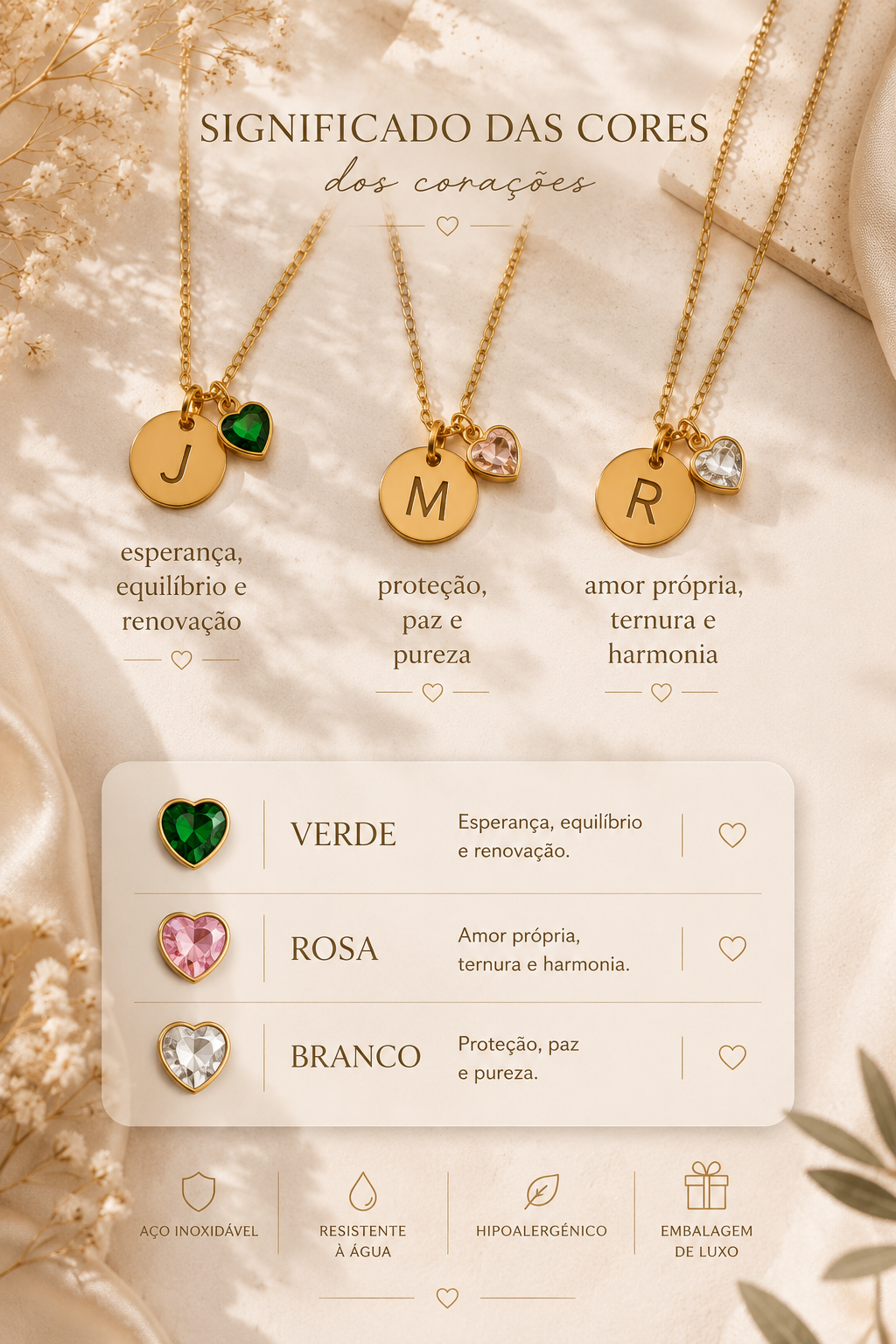 Colar com inicial e coração