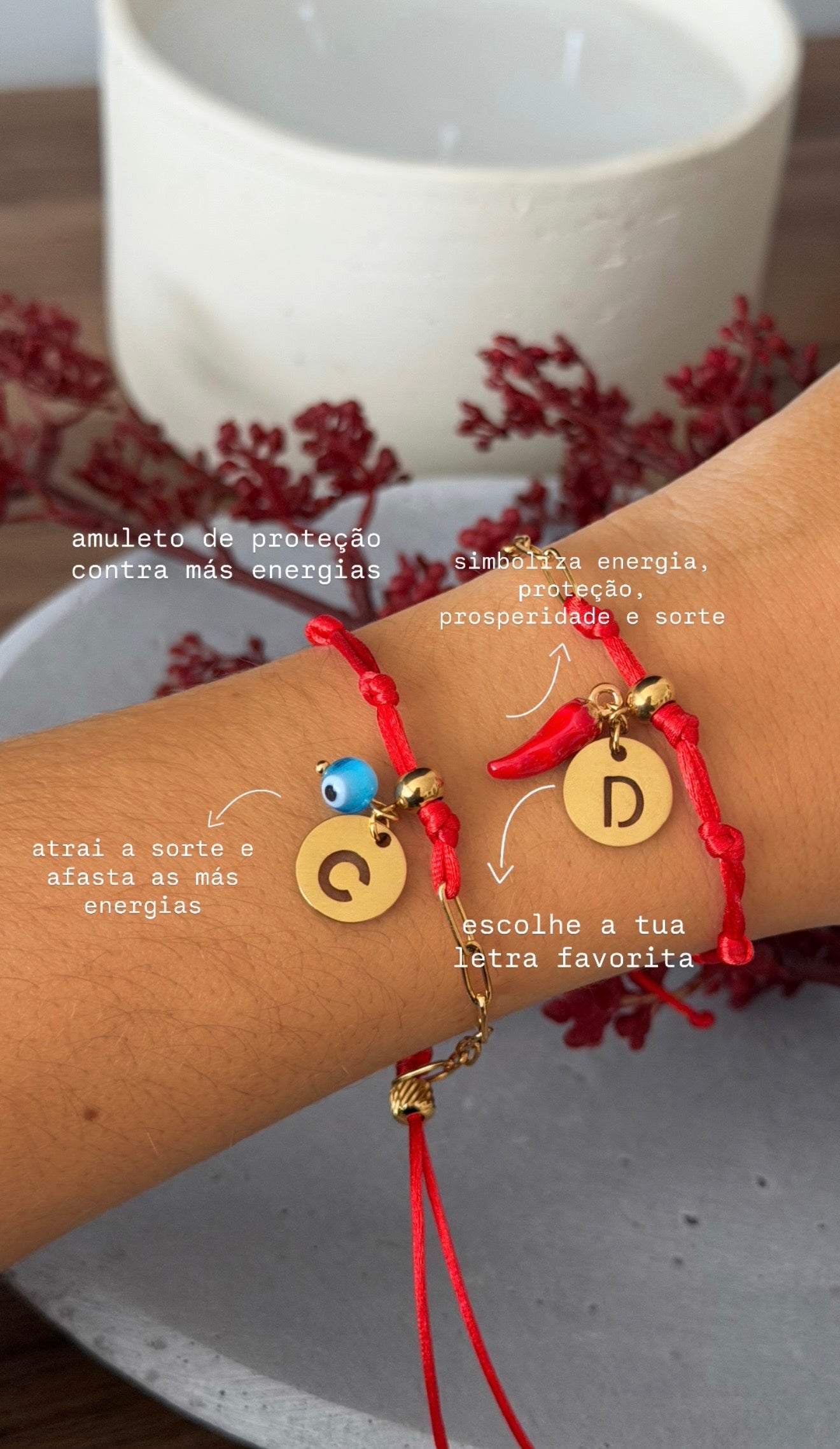 MODELO EXCLUSIVO: a nova pulseira com 7 nós com inicial e amuleto