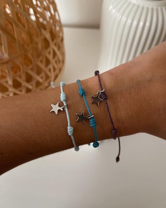 Conjunto de 3 pulseiras com 7 nós (com pendente estrela) | Set of 3 bracelets with 7 knots (with star pendant)